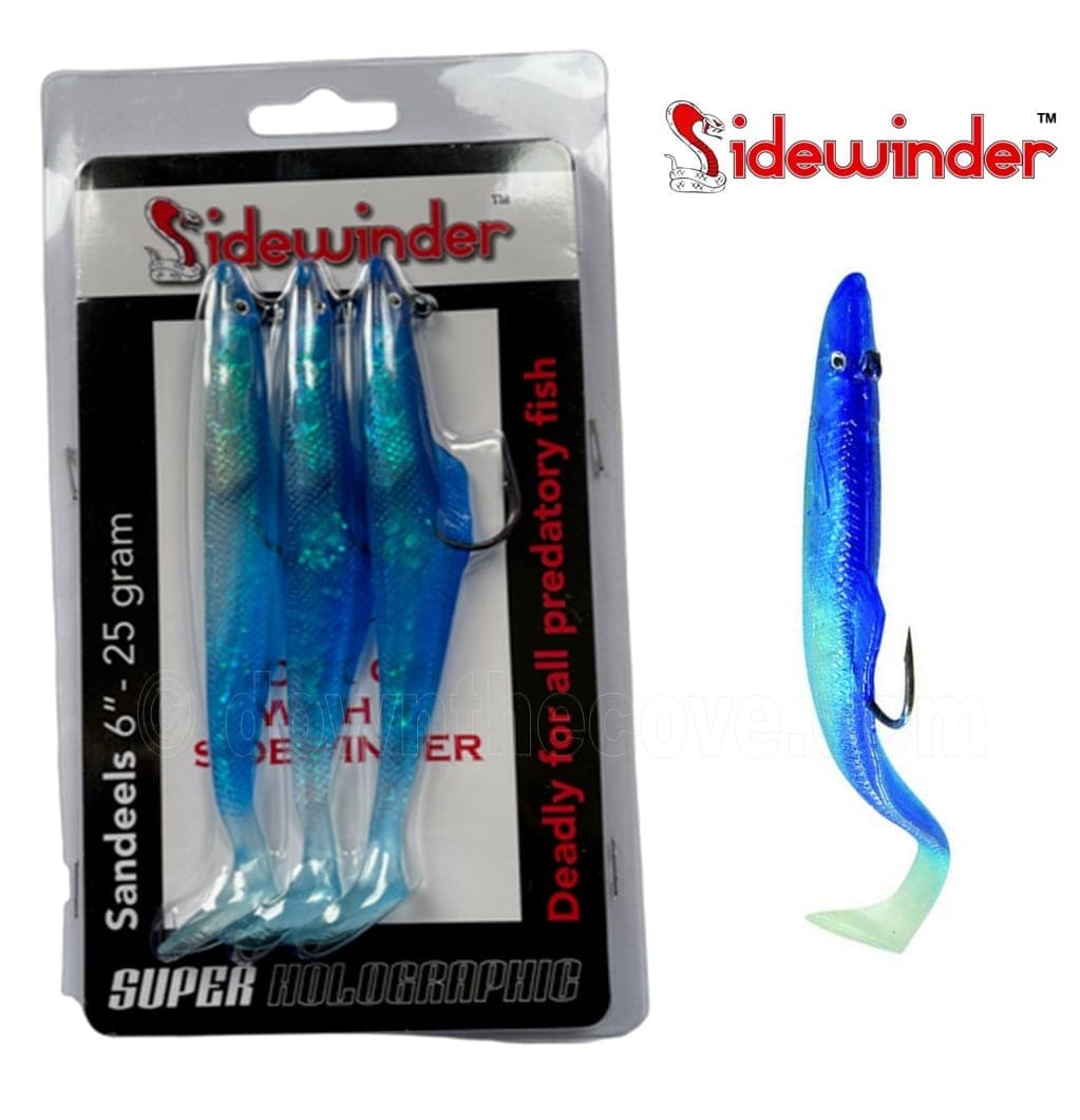Sidewinder 25g Sandeel - 6" Blue - Super Holographic product image 1