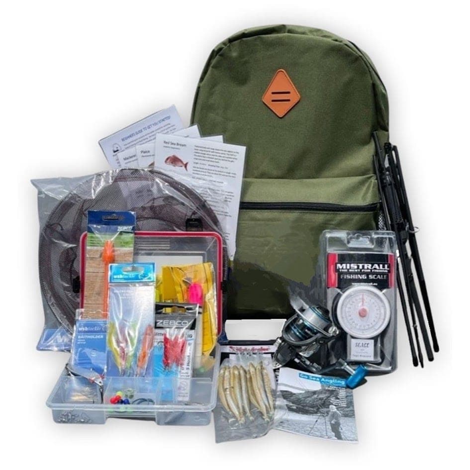 6pc Carbon Plus Travel Sea Fishing Starter Kit – 6ft Carbon Rod, Reel, Tackle & Green Backpack product image 1