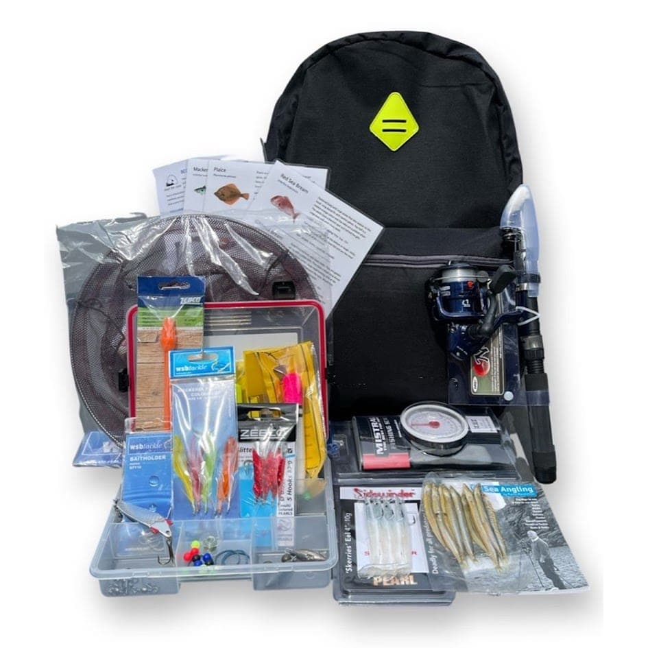 Telescopic Plus Travel Sea Fishing Kit – 5ft Rod & Reel Combo, Tackle & Black Backpack