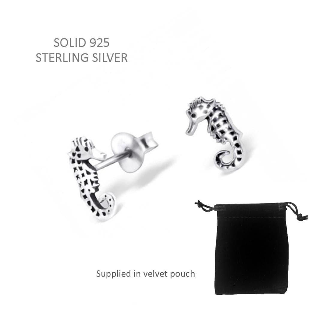 Children's Silver Seahorse Ear Studs