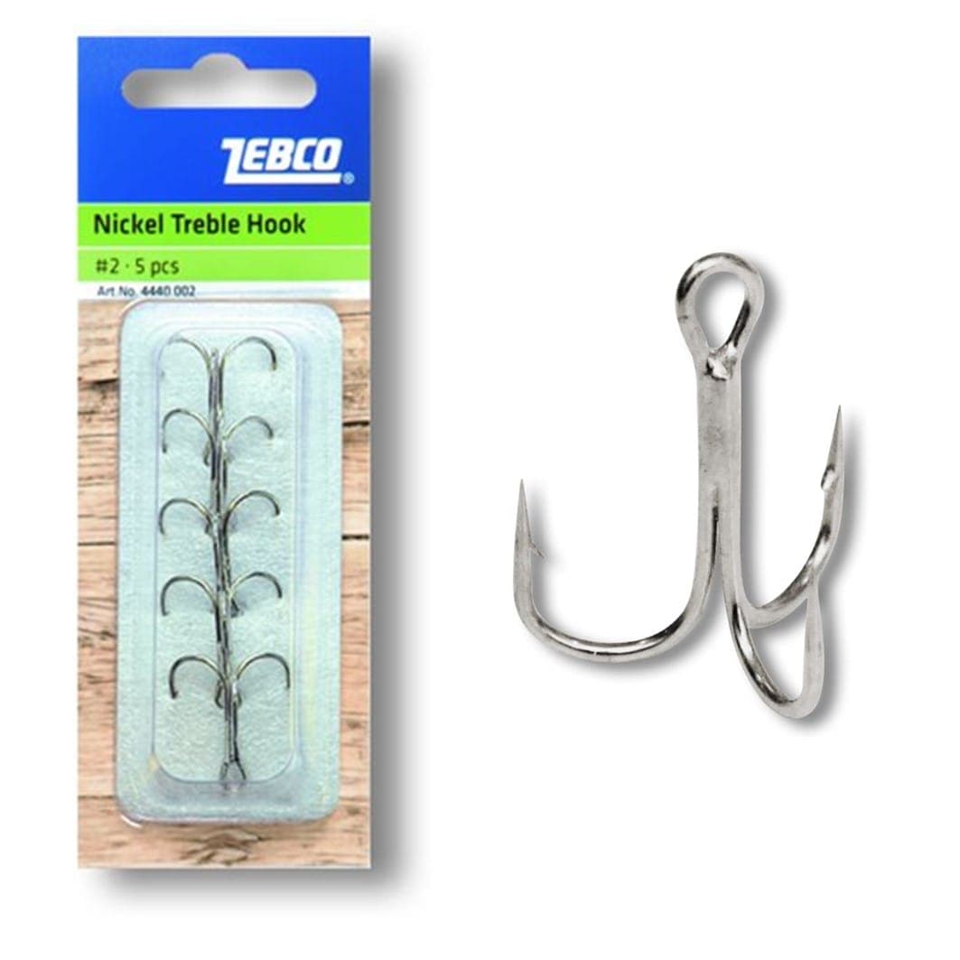 Zebco Nickel Treble Hooks - Barbed - Size 2 product image 1