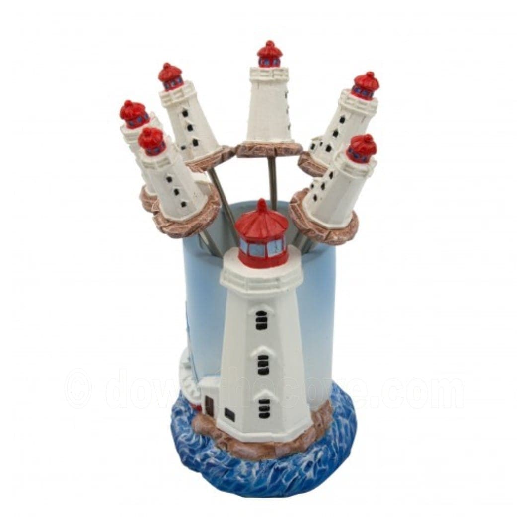 Lighthouse Cocktail Forks in Lighthouse Holder